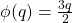 \phi(q)=\frac{3q}{2}